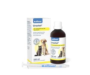 Alfavet Urostat - alimento complementario para Perros y Gatos - para Reducir la formación de cálculos urinarios - con ortiga y Vara de Oro - 100ml con jeringa dosificadora