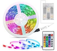 ALFFREUDE 2m RGB LED Strip Luces flexibles，LE Tira ，Tiras LED Iluminación，de y 24 teclas Control remoto RF（sin batería），Para decoración, fiesta, cumpleaños, bar, cocina.