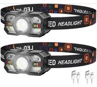 ALFFREUDE Linterna Frontal LED Recargable, 2 Piezas de Linterna de Cabeza Recargable con Sensor Inteligente, linterna cabeza, Impermeable, 2000 Lúmenes, 5 Modos de Iluminación Para Correr,Excursión