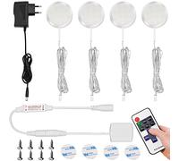 ALFFREUDE Luces para Gabinetes LED (4 luces, Blanco cálido) Luces de Armarios Regulables,12v 2.5w Para Vitrinaestantes de armarios de cocina y muebles de interior- 11 modos de iluminación