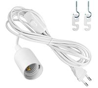 ALFFREUDE Portalámparas E27 3,5 m Adaptador de Lámpara con Enchufe Interruptor Cable de Energía Cable de Lámpara Blanco
