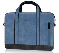 Alfheim Funda 14 Pulgadas Ordenador Bolsa Blandas Paquete de Maletín de Cuero Resistente al Agua para Computadora Portátil con Hombro para Viajes/Negocios, Compatible con 14" MacBook Pro M3 M2 M1