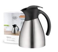 alfi Bono TT 1,0 l, Jarra de Doble Pared de Acero Inoxidable con plástico Negro, Mantiene el Calor 12 Horas y el frío 24 Horas, tapón de Rosca con pulsador, Jarra térmica, para lavavajillas, sin BPA
