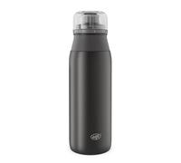 alfi ELEMET BOTTLE Botella de 600 ml, color negro mate, ligera, de acero inoxidable, absolutamente hermética con cierre de rosca, para ácido carbónico, pequeño, apto para lavavajillas, libre de BPA