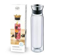 Alfi FLOWMOTION 0,75l, de Vidrio de borosilicato de Doble Pared, vertido automático, criba integrada, Tapa Desmontable, Apta para lavavajillas, Jarra de Vidrio isotérmica