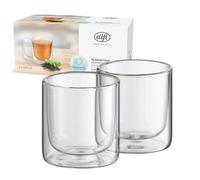 Alfi GLASMOTION 200 ml, vasos isotérmicos de borosilicato, set de 2, vasos de café y té resistentes al calor, vasos de café de doble pared, efecto flotante, apto para lavavajillas, sin BPA