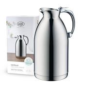 alfi HOTELLO 1,5 l, Jarra isotérmica de Doble Pared de Acero Inoxidable, Mantiene el Calor 4 Horas, Mantiene el frío 6 Horas, Tapa Suelta, vertido con una Mano, sin plástico, lavavajillas, hostelería