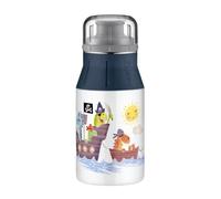 alfi Kids Bottle 400 ml, Sea Adventures, cantimplora Infantil de Acero Inoxidable, Absolutamente estanca con tapón de Rosca, Botella Ligera y Robusta, para Bebidas con Gas, sin Marcas de Huellas