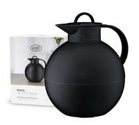 alfi KUGEL 0,94 l, black, jarra isotérmica de plástico con inserción higiénica de vidrio duro, tapón de rosca, pieza de diseño, jarra térmica esférica, ideal como jarra de café, jarra de té, sin BPA