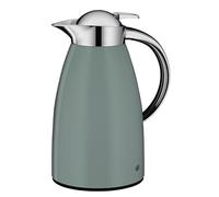 alfi SIGNO - Jarra térmica (1,00 L, 12 h, cuerpo de acero inoxidable) | 24 horas de frío, café y tetera, manejo con una sola mano, inserto de cristal templado, cierre de rosca con botón de presión