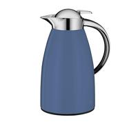 alfi SIGNO - Jarra térmica de acero inoxidable (1,0 L, con cristal templado higiénico, cierre de rosca con cómodo pulsador, mango ergonómico, con una mano, ideal como cafetera, tetera, 1 L), color