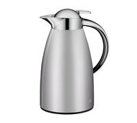 alfi SIGNO - Jarra térmica de acero inoxidable (1,0 L, con cristal templado higiénico, cierre de rosca con cómodo pulsador, mango ergonómico, con una sola mano, ideal como cafetera, tetera, 1,0 l),
