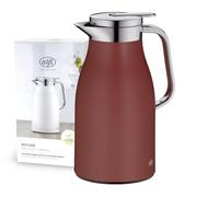 alfi SKYLINE 1,0 l, jarra isotérmica de acero inoxidable con inserción higiénica de vidrio duro, tapón de rosca con cómodo pulsador, mango ergonómico a una mano, ideal como jarra de café o té, sin BPA