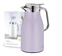 alfi Skyline 1,0 l, Lavender Mat, Jarra isotérmica de Acero Inoxidable con inserción higiénica de Vidrio Duro, tapón de Rosca con cómodo pulsador, Mango ergonómico a una Mano, Jarra de café o té