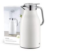 alfi SKYLINE 1,5 l, jarra isotérmica de acero inoxidable con inserción higiénica de vidrio duro, tapón de rosca con cómodo pulsador, mango ergonómico a una mano, ideal como jarra de café o té, sin BPA