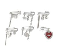 Alfiler de aleación con forma de corazón y estrella con cadena de flecos para chaquetas y bolsos, joyería multifuncional elegante para mujer, joyería con alfiler de tierna