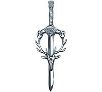 Alfiler de falda escocesa celta para hombre, acabado plateado, 10 cm, Highland, broches y alfileres, joyería, nudo celta, parte superior de trabajo de acero inoxidable macizo, espada de cardo grande