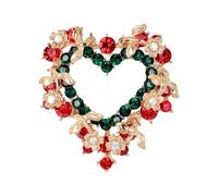 Alfiler para árbol de Navidad con diamantes de imitación de cristal rojos y verdes, ramillete de diamantes de imitación de cristal de color rojo y verde esmeralda oscuro, AL055-A, as description