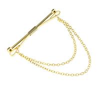 Alfiler para corbata para hombre de negocios, broche para el pecho, con cadena larga de color plateado y dorado, dorado, #1 Chain Pin