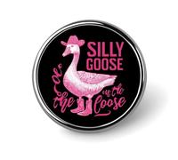 Alfiler redondo de solapa esmaltado con diseño de ganso de Silly Goose On The Loose para mujeres y hombres, joyería, mochila, sombreros, decoración