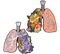 Alfileres 2 Broches Anatómicos De Serie Humana, Alfiler De Solapa Con Flores Florales Para Cerebro Y Pulmón, Alfiler De Joyería De Metal Para Bolsa De Sombrero