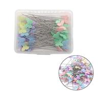 Alfileres Costura,100 Piezas Alfileres Cabeza Plana Alfileres Patchwork Flor Forma Colores Finos Agujas para Acolchado Tejer Coser Manualidades y Accesorios de Costura Mariposa