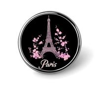 Alfileres de botón con forma de flor de la Torre Eiffel de París, alfiler de solapa redondo, broche de botón, suministros de artesanía para ropa y bolsos.