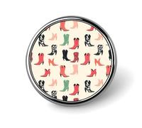 Alfileres de botón para mochilas: broche redondo con estampado de botas coloridas vintage de moda, botones de sublimación para decoración de ropa, sombreros, insignia circular de metal para hombre