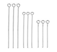 Alfileres de cabeza plana, 50-100 piezas Cabezas de acero inoxidable Ojo Alfiler de cabeza plana Alfileres de cabeza de bola chapados en oro y plata for accesorios de joyería - Alfileres planos 100 pi