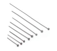 Alfileres de cabeza plana, 50-100 piezas Cabezas de acero inoxidable Ojo Alfiler de cabeza plana Alfileres de cabeza de bola chapados en oro y plata for accesorios de joyería - Alfileres planos 100 pi
