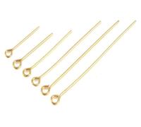 Alfileres de cabeza plana, 50-100 unids/lote 15-70 MM Alfileres de cabeza de ojo de bola plana de acero inoxidable chapados en oro y plata for accesorios de fabricación de hallazgos de joyería DIY(Gol