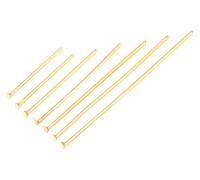 Alfileres de cabeza plana, 50-100 unids/lote 15-70 MM Alfileres de cabeza de ojo de bola plana de acero inoxidable chapados en oro y plata for accesorios de fabricación de hallazgos de joyería DIY(Gol
