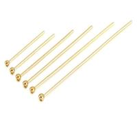 Alfileres de cabeza plana, 50-100 unids/lote 15-70 MM Alfileres de cabeza de ojo de bola plana de acero inoxidable chapados en oro y plata for accesorios de fabricación de hallazgos de joyería DIY(Gol