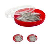 Alfileres de Costura, 500 Unidades,Profesionales, de Acero Inoxidable, Sastre, Alfileres Finos, para Costura y Artesanía, (2 Caja Rojo)