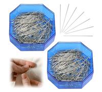 Alfileres de Costura, Acero Endurecido, Color Plata, Tamaño 30 x 0,50mm, Ideales para Sastres y Artesanías, Pack de 50g en Estuche de Plástico