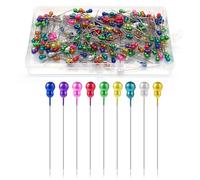 Alfileres de costura para confección, 240 piezas de 55 mm, alfileres de costura de colores con cabezas de calabaza, alfiler largo para tela, manualidades, sombrero, boda