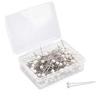 Alfileres de empuje, alfileres de mapa, 100 piezas de 0,4 cm, alfileres con cabeza de bola perlada, alfileres rectos, alfileres de costura para manualidades de costura DIY