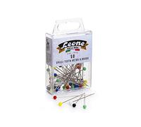 Alfileres de hierro niquelado con cabeza de cristal de color Leone Dell'Era - mm 0,80 x 50 - Mezclado, caja colgante de 50 unidades