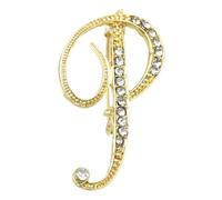 Alfileres de letras de oro iniciales - Pin con forma de letra dorada | Broche de joyería, broche de diamantes de imitación inicial, adornos de letras para novia para regalo de graduación de ma, Se