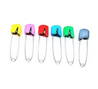 Alfileres de seguridad grandes para pañales y ropa de bebé, 6 unidades con cierre seguro, acero inoxidable + plástico resistente, colores surtidos, ideales para pañales de tela y uso pesado