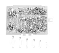 Alfileres de seguridad para ropa | 300 piezas 6 tamaños diferentes | Accesorios de metal antióxido con de almacenamiento