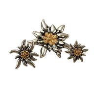 Alfileres de solapa Edelweiß juego de 3 (3 tamaños) - pins para damas y caballeros, pins tradicionales para blusas tradicionales, pins para sombreros, pins y botones para Oktoberfest (bicolor)