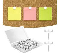 Alfileres de Tablero de Anuncios Blancos - 100 PCS Agujas de Tablero de Anuncios con Caja de Almacenamiento, Alfileres de Cabeza Plana para Tableros de Corcho, Fotos, Carteles y Notas