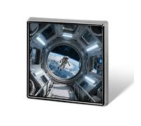 Alfileres interiores personalizados de la estación espacial de 1 pulgada, broche de cuello personalizado, insignia vintage para bolsos, sombreros, chaquetas, mochilas, trajes, camisas, ropa