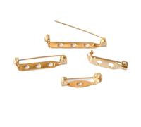 Alfileres metálicos para broches con orificios, 10 Uds broche alfileres Base cerradura soporte trasero oro varios tamaños for fabricación de joyería DIY(Three hole 27mm)