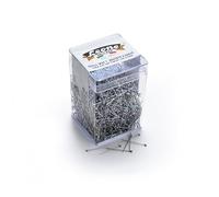 Alfileres para Camisas León Dell'Era de Acero Inoxidable 304 con Cabeza de lágrima Plateada - 0,60 x 26 mm - Tarro de plástico Transparente de 2.500 Unidades