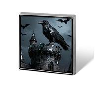 Alfileres personalizados de obsidiana con diseño de torre de cuervo de 1 pulgada, insignia vintage para bolsos, sombreros, chaquetas, mochilas, trajes, camisas, ropa, decoración, colección de joyas
