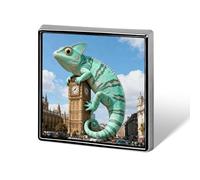 Alfileres personalizados de torre del reloj de lagarto de menta de 1 pulgada, broche de cuello personalizado para bolsos, sombreros, chaquetas, mochilas, trajes, camisas, ropa, decoración, colección
