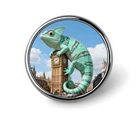Alfileres personalizados de torre del reloj de lagarto de menta de 1 pulgada, broche de cuello personalizado para bolsos, sombreros, chaquetas, mochilas, trajes, camisas, ropa, decoración, colección