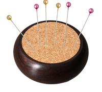 Alfiletero de costura de madera, alfiletero redondo de corcho, porta agujas, accesorio artesanal portátil para acolchado, costura y manualidades, ideal para mujeres, madres y amigos, suministros